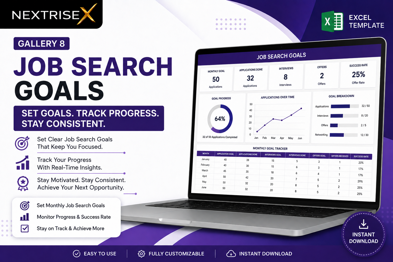 Job Application Tracker Pro – Excel Job Search & Application Management Template